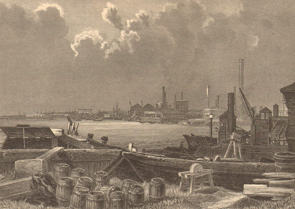 GREENWICH PENINSULA. Bugsby's Reach and Blackwall 1888 old antique print